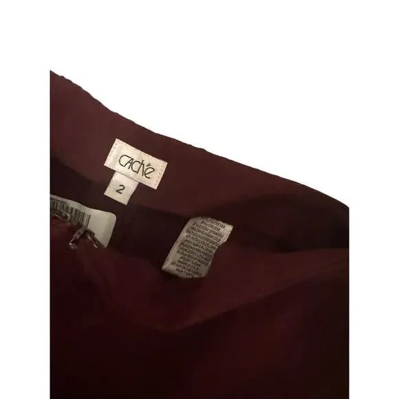 Cache Burgundy Flare Pants Polyester Blend - Picture 3 of 3